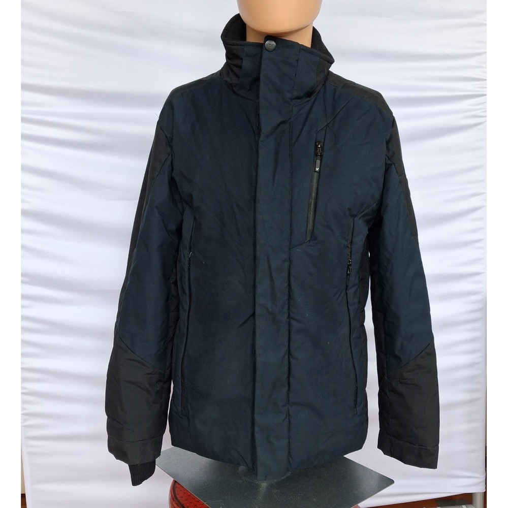 Noize Outerwear Co Mens Navy Black Colorblock Puffer Winter Jacket Parka Small
